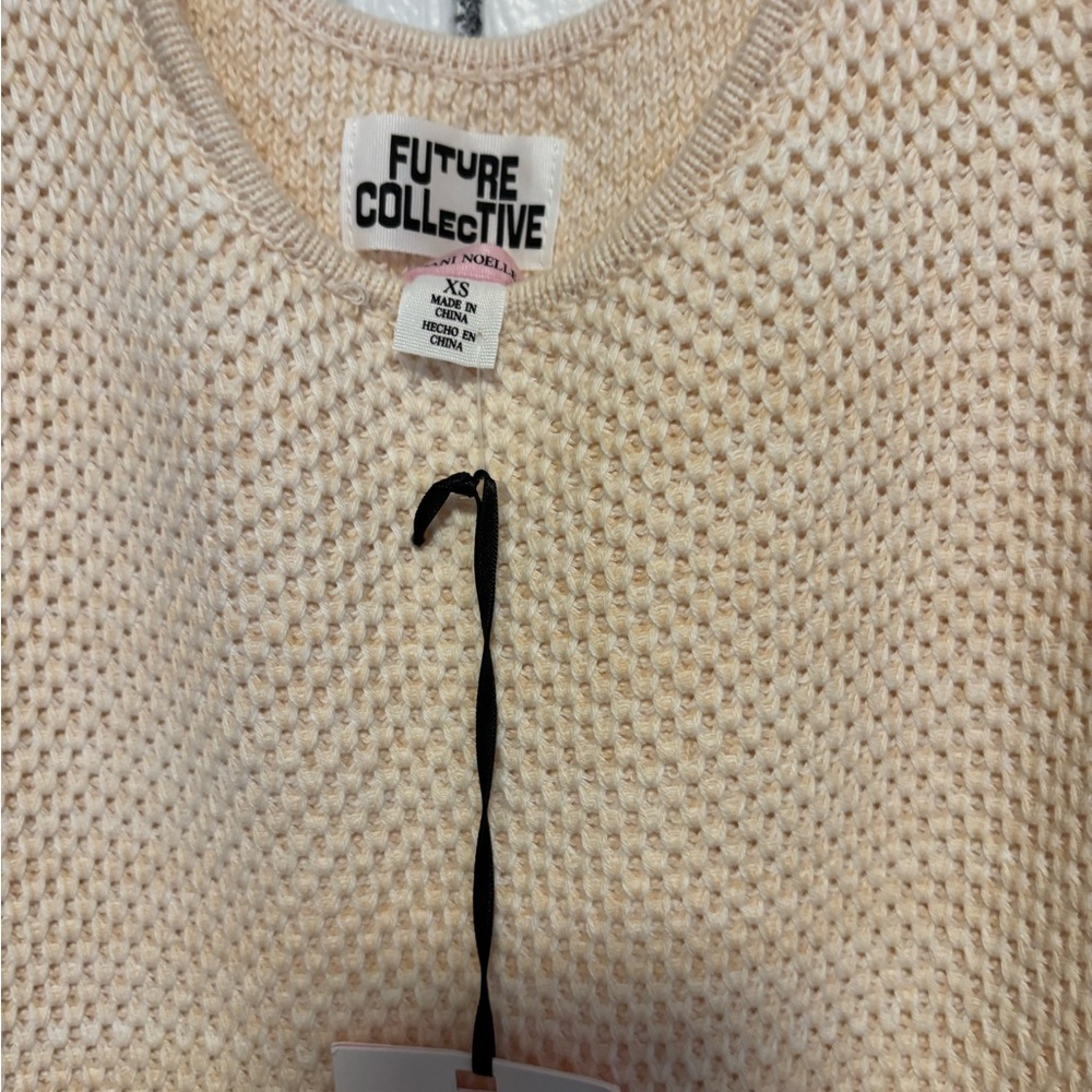NWT Culture Collective crochet cream natural cotton knit tank midi dress, size M - Picture 3 of 5